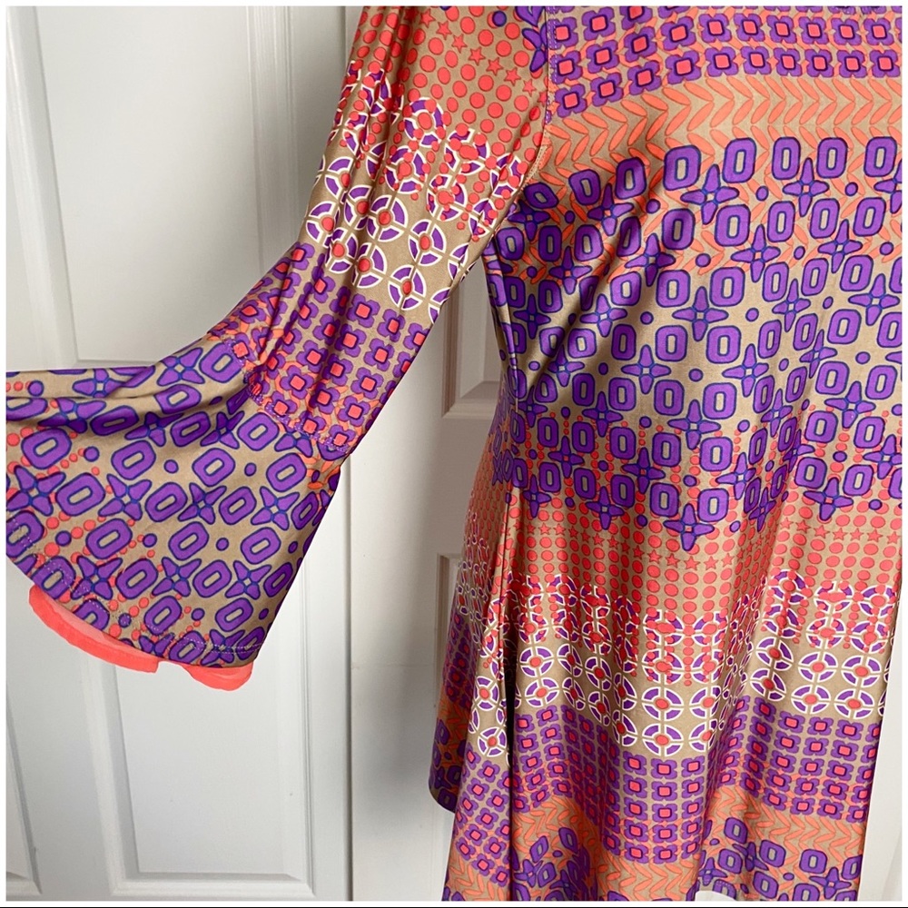 Multiples Boho Flare Flutter Sleeve Fun Dress L - image 3